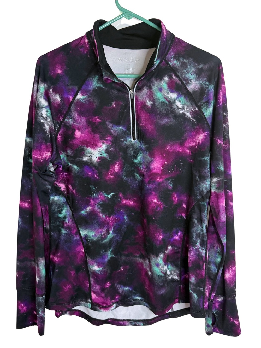 Ideology Galaxy Print 1/4 Zip Long Sleeve Lightweight Pullover Size Large